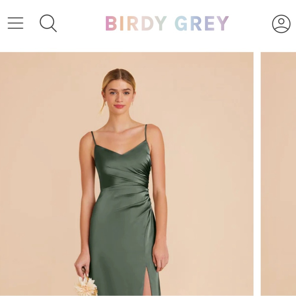 ISO Birdy Grey Bridesmaid Dress Size L Eucalyptus- Matte Satin
